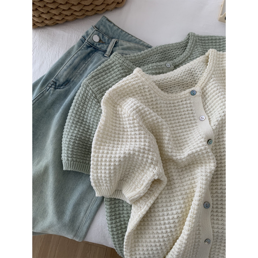 015＂＂ 文藝小清新縷空鉤花貝殼扣溫柔開衫-細節圖6