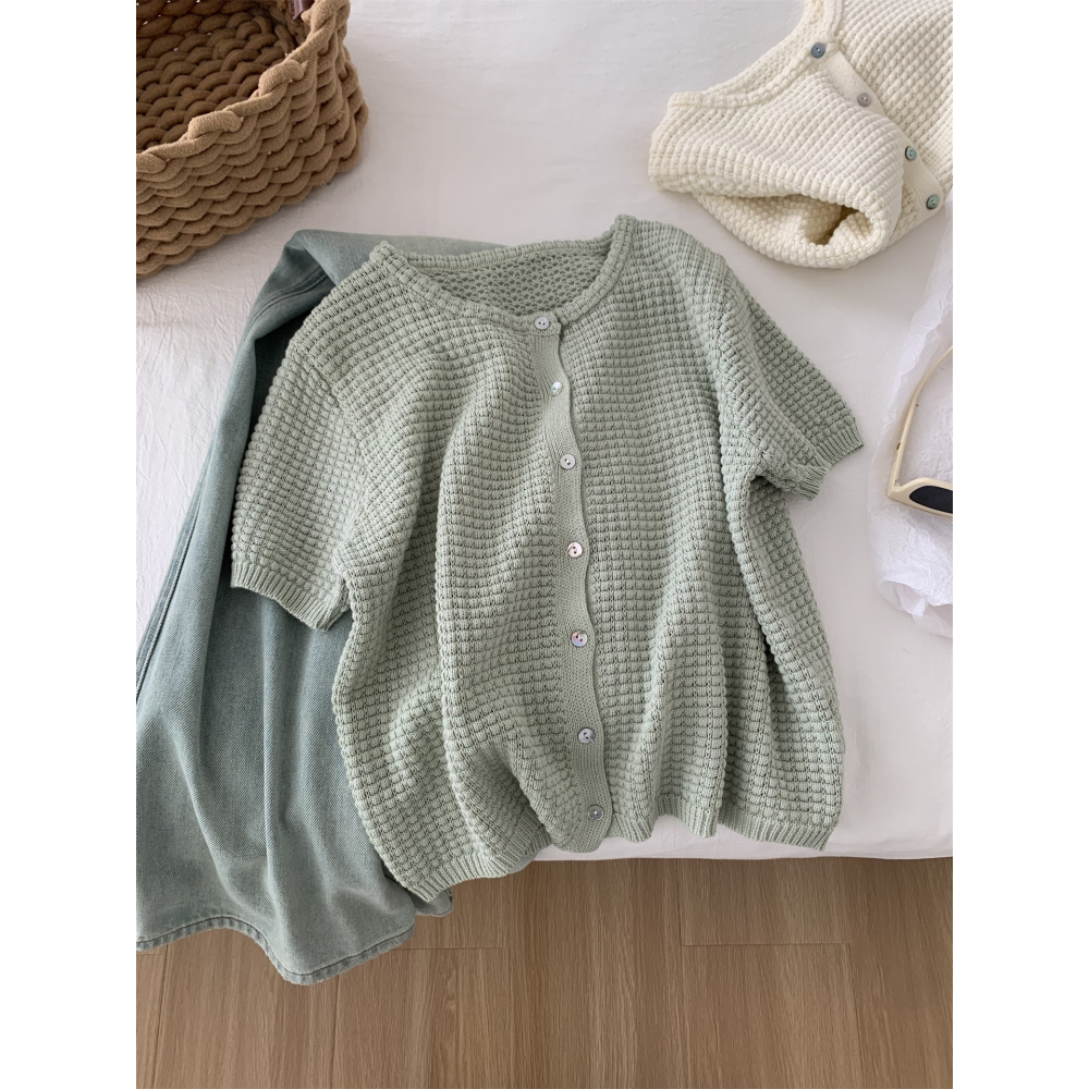 015＂＂ 文藝小清新縷空鉤花貝殼扣溫柔開衫-細節圖8