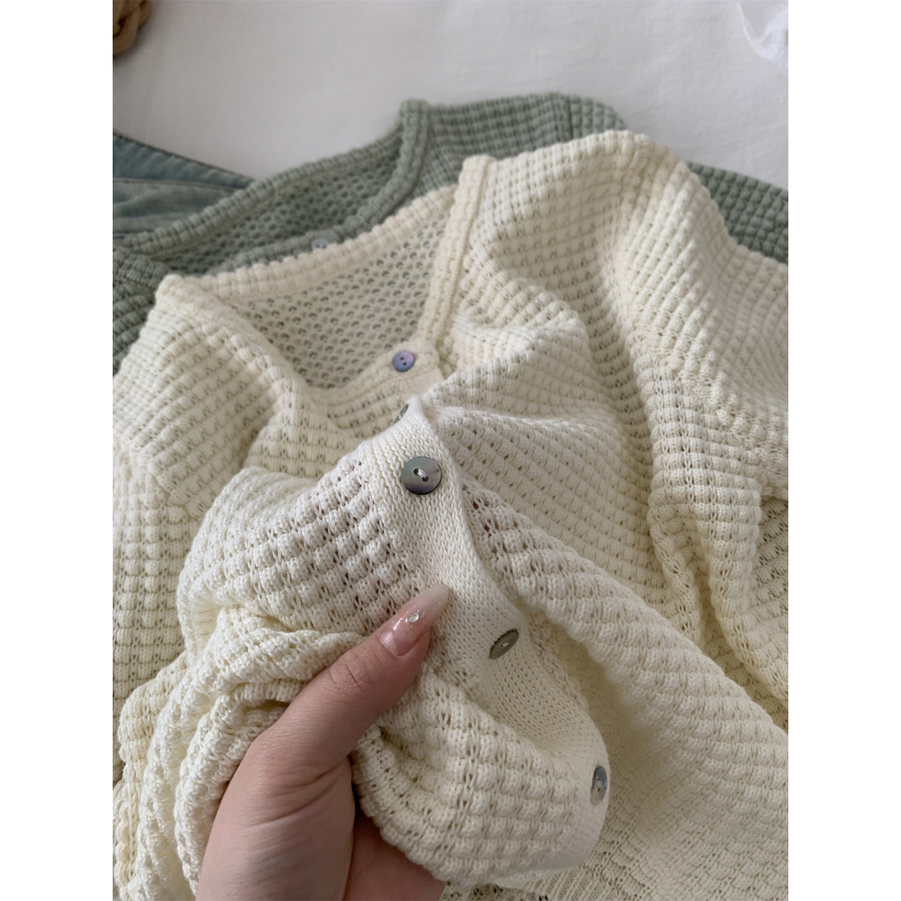 015＂＂ 文藝小清新縷空鉤花貝殼扣溫柔開衫-細節圖9