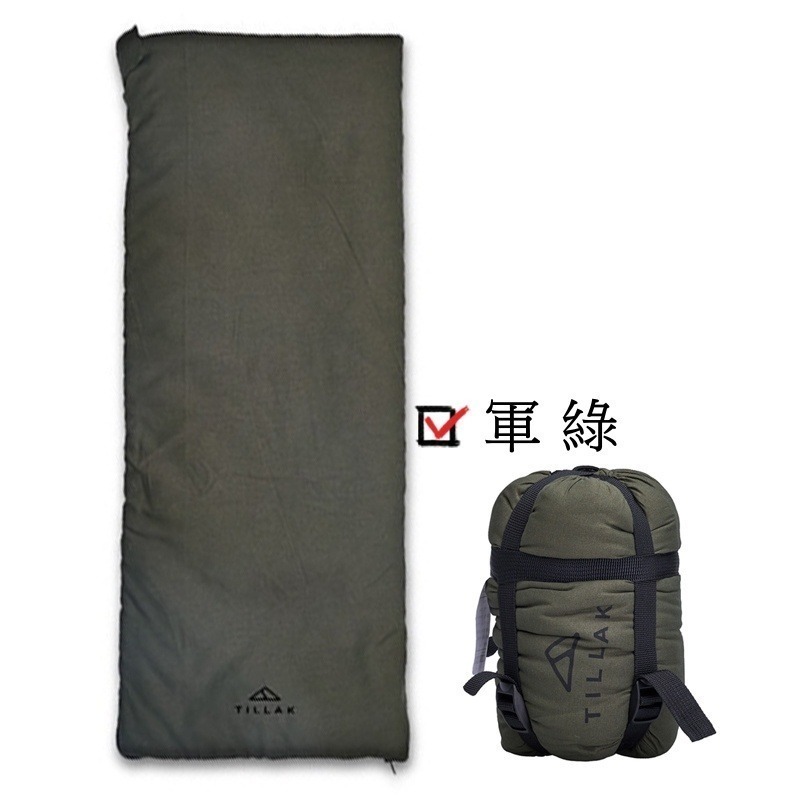 TILLAK四季輕量睡袋【軍綠】+充氣枕
