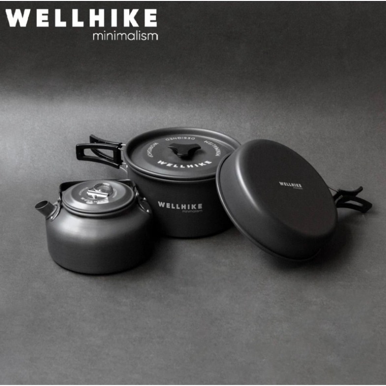 【WELLHIKE】鍋具3件組 日本熱銷No1 不沾黏 露營鍋具 登山鍋具 野營鍋具 露營用品野炊 套鍋 露營平底鍋-細節圖2