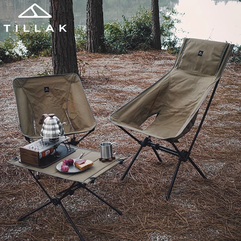 【TILLAK】贈充氣枕 Cordura 1000D 一年保固 高背 月亮椅 戰術椅 露營椅 野營椅 登山 摺疊 折疊-細節圖2