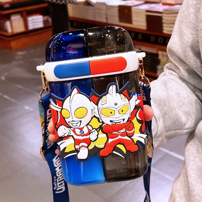 檢驗合格 三麗鷗 水壺 TRITAN 水杯 分倉 雙飲口 直飲口 附背帶 庫洛米 大耳狗 怕恰狗 美樂蒂 奧特曼-規格圖6