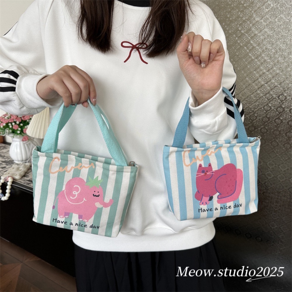 🐈‍⬛ 萌趣動物園系列 帆布拉鍊手提包-細節圖2