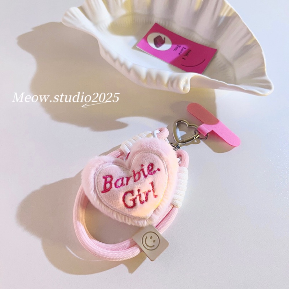 ❤️ 絨毛愛心刺繡字母掛飾/手機墊片掛繩-細節圖4