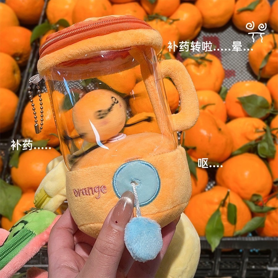 🍊 一拉就轉！會動的果汁機掛件/背包掛飾/玩具-細節圖2