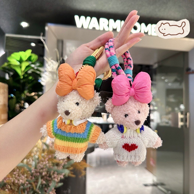 🎀 蝴蝶結針織衫小熊掛飾/包包掛件/掛繩-細節圖2