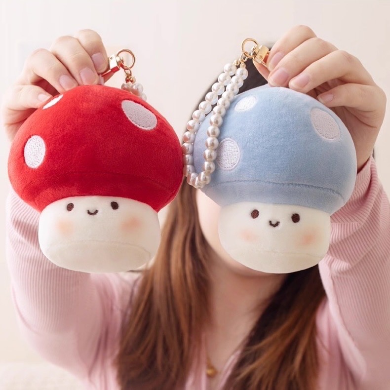 🍄 軟Q軟Q的蘑菇造型珍珠鏈掛飾-細節圖2