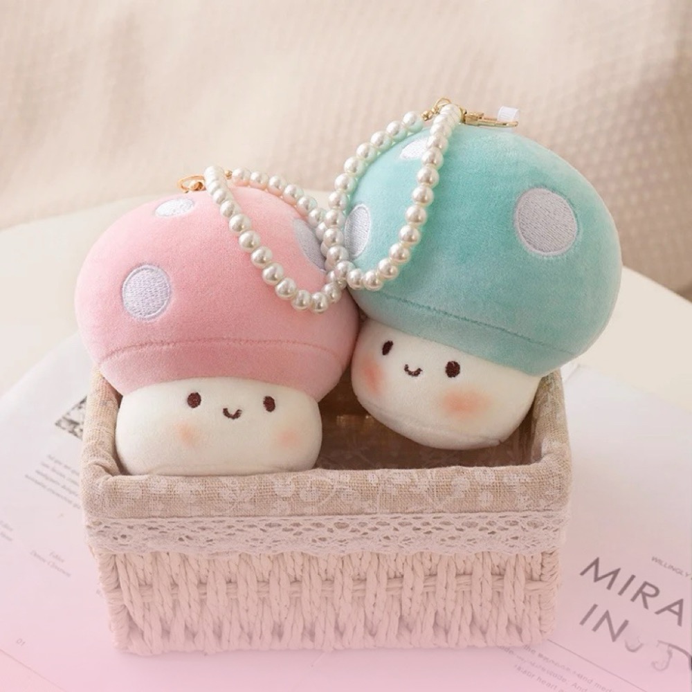 🍄 軟Q軟Q的蘑菇造型珍珠鏈掛飾-細節圖5