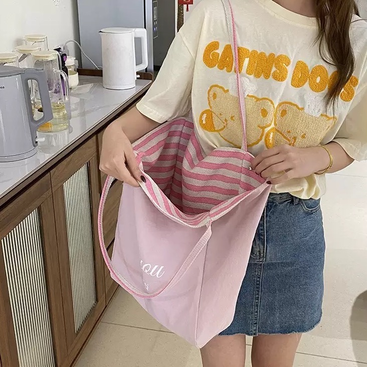 🌸 簡約雙面大容量托特包/肩背包-細節圖3