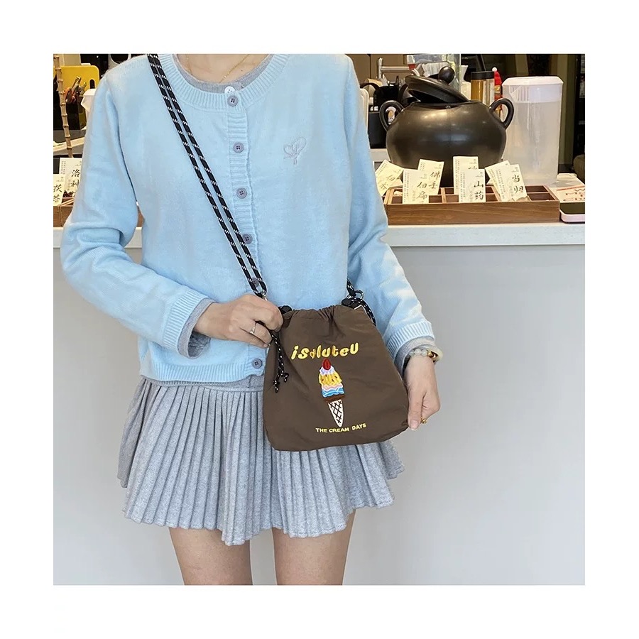 🍦韓版ins慵懶風 束口斜背包-細節圖4