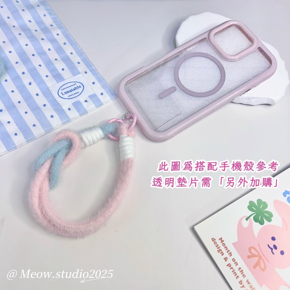 🌸 撞色絨毛雙釦短掛繩-細節圖3