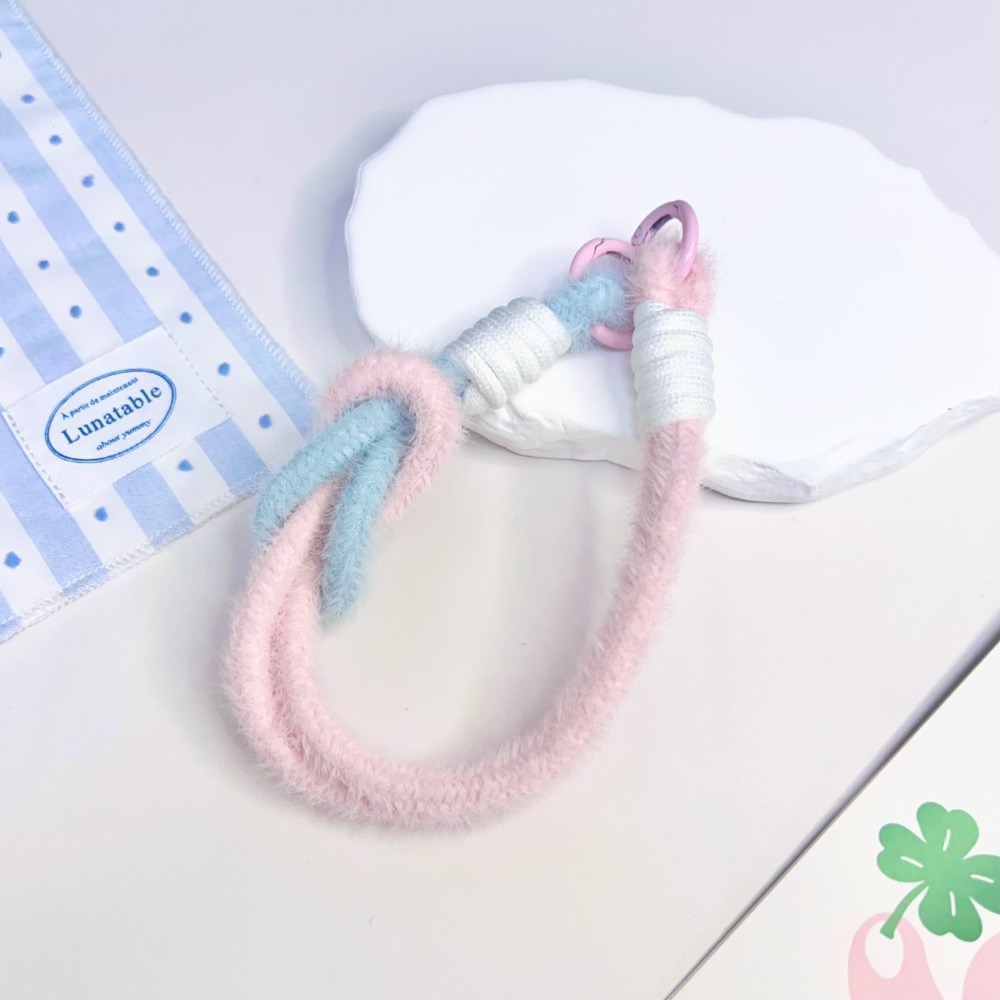 🌸 撞色絨毛雙釦短掛繩-規格圖5