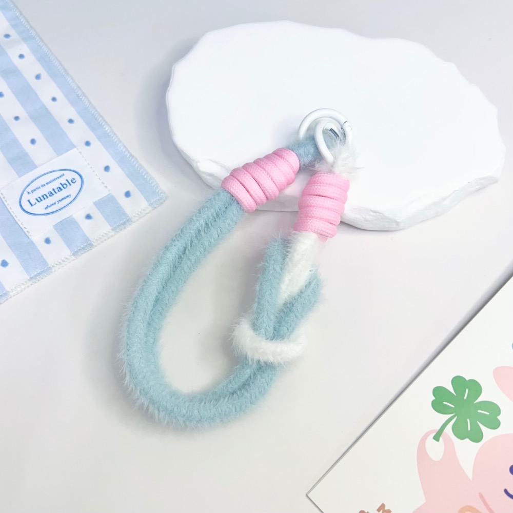 🌸 撞色絨毛雙釦短掛繩-規格圖5