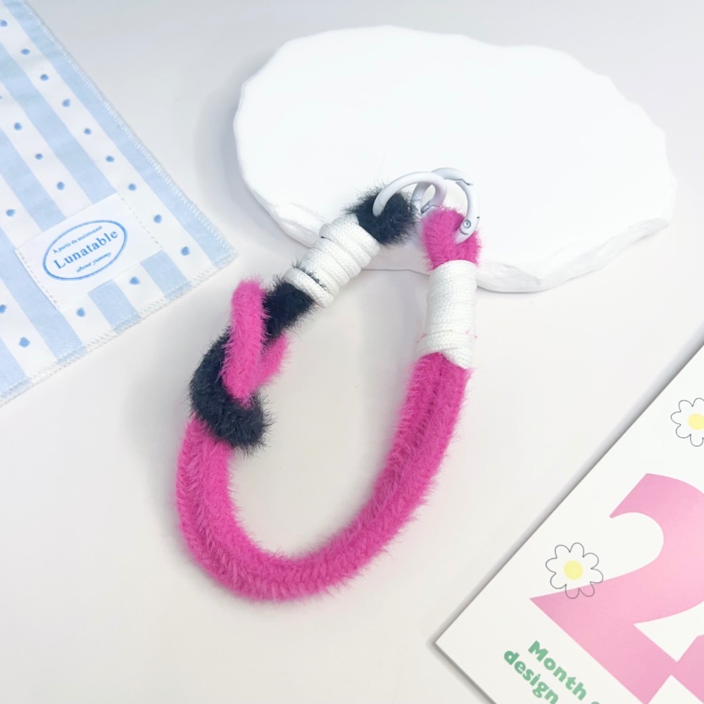 🌸 撞色絨毛雙釦短掛繩-規格圖5