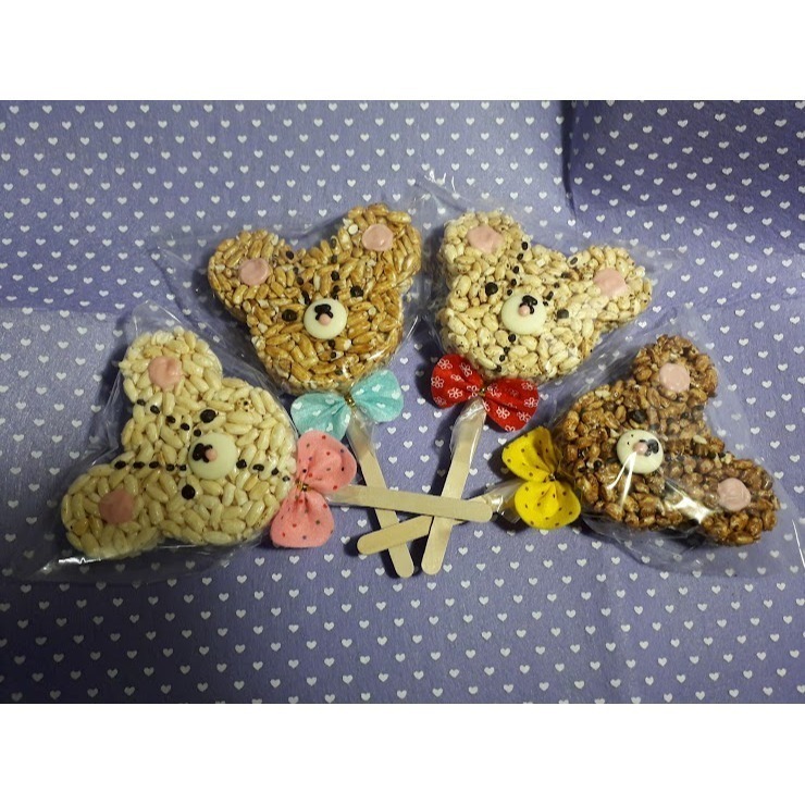 玉竹軒米香小舖-造型款(裸裝)-10公分上學熊-原味/黑糖/胚芽/小麥(由左至右)單種品項.口味至少10個-細節圖2