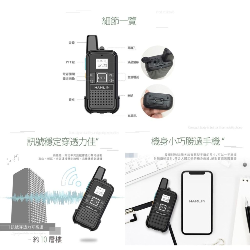 USB 迷你手持無線電對講機（一組2支）HANLIN-TLK28S 無線電對講機 手持對講機 露營 生存遊戲 買樂購-細節圖7