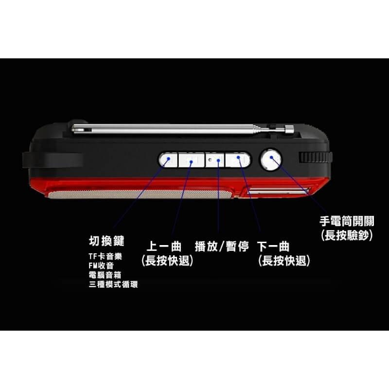 HANLIN FM309 重低音震膜插卡收音機  現貨 長輩收音機 調頻收音機 廣播 手電筒+驗鈔燈 露謍 登山 買樂購-細節圖5