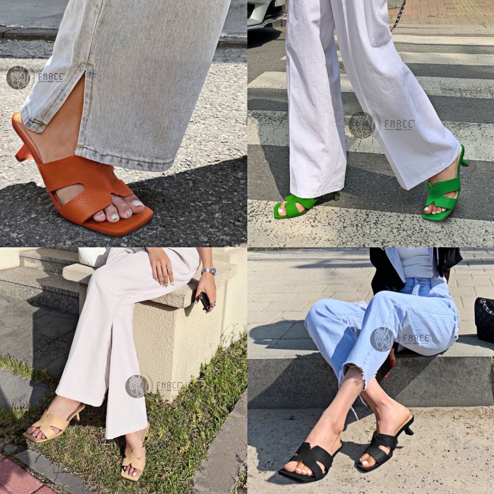 三輝皮鞋台灣設計師fnace真皮 牛皮H家風格貓跟鞋中跟拖鞋 方頭酒杯跟拖鞋中跟鞋高跟拖鞋低跟拖鞋涼拖鞋 原創作品 專櫃-細節圖2