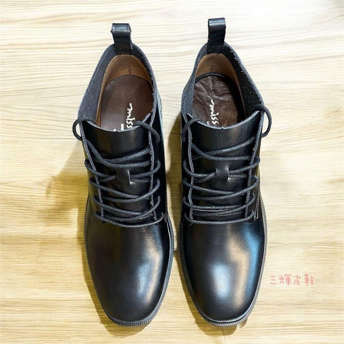 三輝皮鞋台灣製 MIT 真皮女靴 牛皮靴 馬丁靴 輕量靴 短靴 踝靴 軍靴 babala五孔綁帶超輕量足弓支撐帥氣女靴-細節圖5