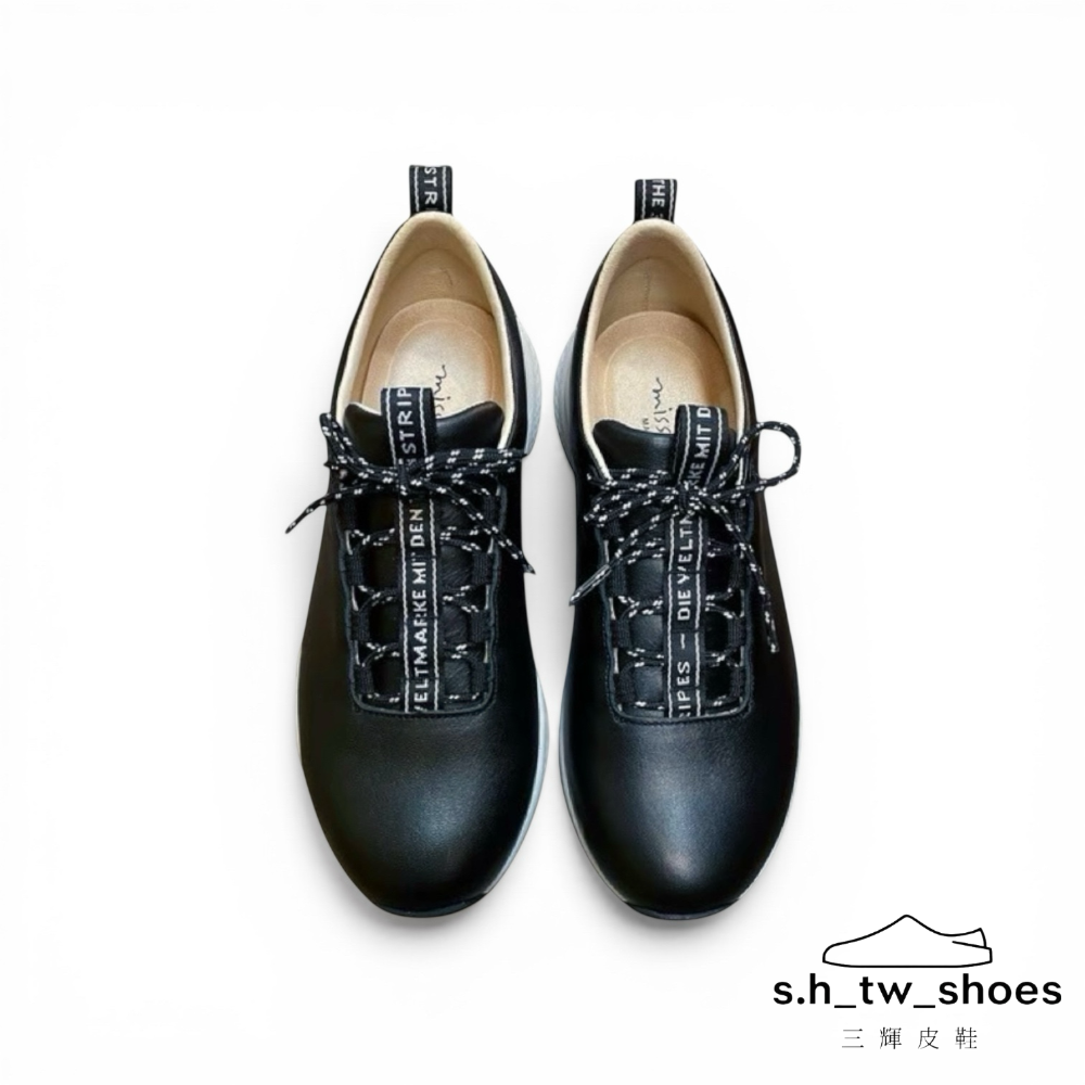 三輝皮鞋台灣製真皮運動鞋 羊皮休閒鞋 輕量鞋 真皮休閒鞋 小香風鞋 MIT babala全真皮寬楦圓頭綁帶素面大尺碼女鞋-細節圖5
