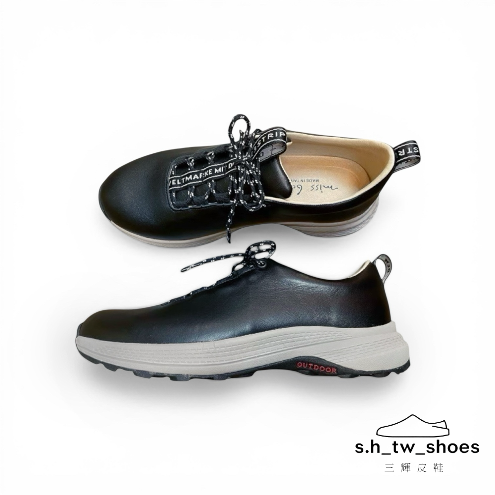 三輝皮鞋台灣製真皮運動鞋 羊皮休閒鞋 輕量鞋 真皮休閒鞋 小香風鞋 MIT babala全真皮寬楦圓頭綁帶素面大尺碼女鞋-細節圖6