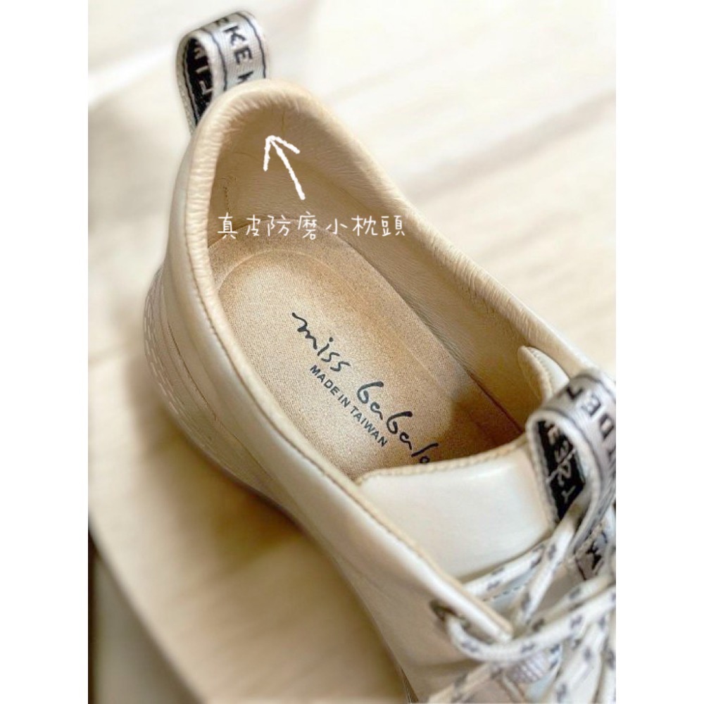 三輝皮鞋台灣製真皮運動鞋 羊皮休閒鞋 輕量鞋 真皮休閒鞋 小香風鞋 MIT babala全真皮寬楦圓頭綁帶素面大尺碼女鞋-細節圖7