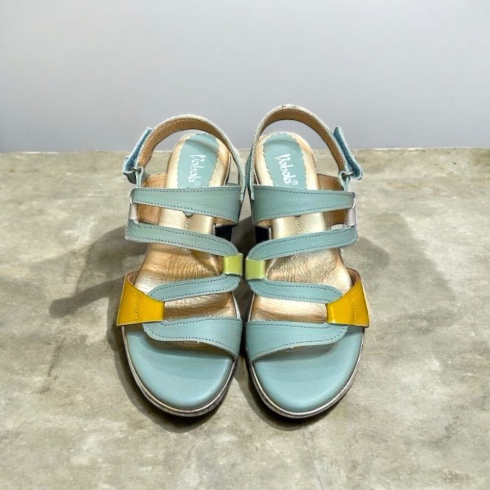 三輝皮鞋台灣製全真皮 牛皮超輕量足弓支撐幾何拼接S橫條厚底楔型跟涼鞋 babala高台平底涼鞋增高鞋寬楦女涼拖鞋-細節圖3