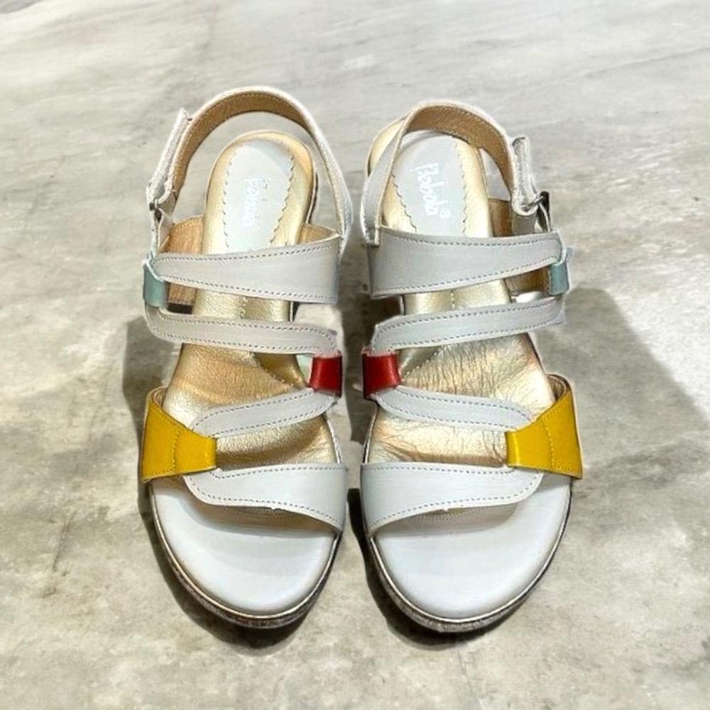 三輝皮鞋台灣製全真皮 牛皮超輕量足弓支撐幾何拼接S橫條厚底楔型跟涼鞋 babala高台平底涼鞋增高鞋寬楦女涼拖鞋-細節圖4