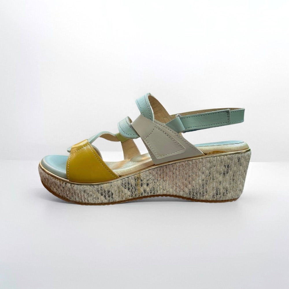 三輝皮鞋台灣製全真皮 牛皮超輕量足弓支撐幾何拼接S橫條厚底楔型跟涼鞋 babala高台平底涼鞋增高鞋寬楦女涼拖鞋-細節圖6