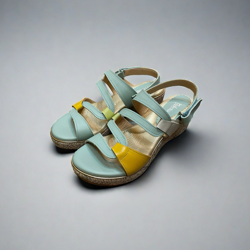 三輝皮鞋台灣製全真皮 牛皮超輕量足弓支撐幾何拼接S橫條厚底楔型跟涼鞋 babala高台平底涼鞋增高鞋寬楦女涼拖鞋-規格圖10