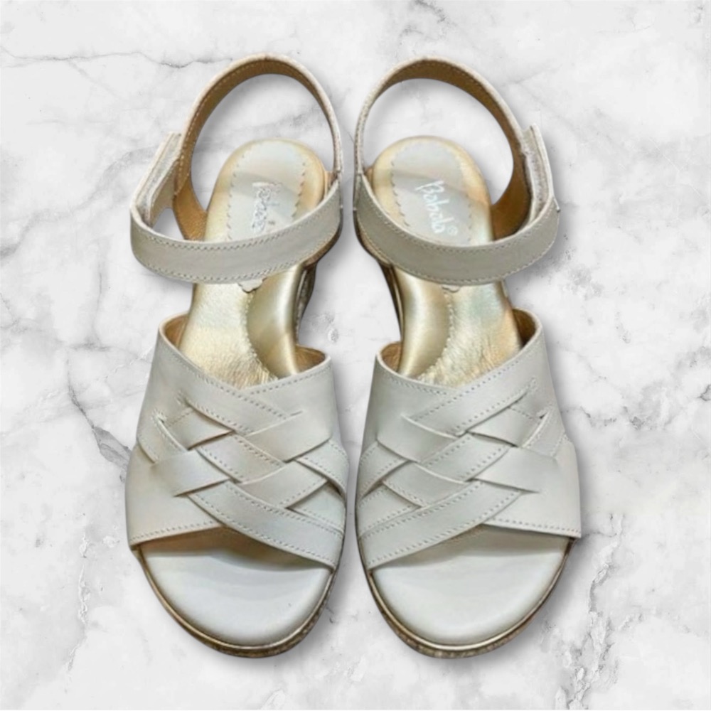 三輝皮鞋台灣製全真皮 牛皮超輕量足弓支撐氣質編織魔鬼氈厚底楔型跟涼鞋MIT babala高台平底涼鞋增高鞋寬楦拇指外翻-細節圖4