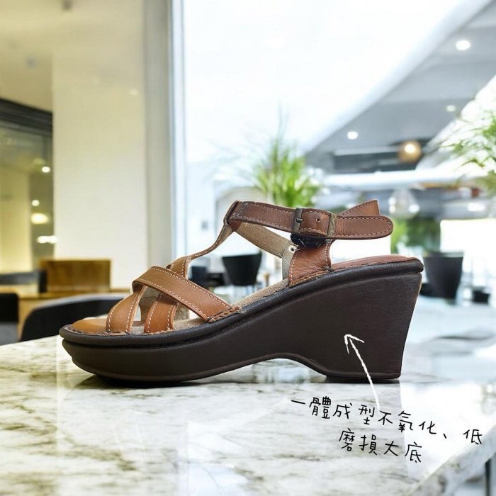 三輝皮鞋台灣製全真皮 牛皮鞋底縫製 不氧化大底 交叉編織寬楦楔型涼鞋 厚底涼鞋中跟鞋高跟涼鞋防水台增高鞋 零碼現貨M-細節圖7