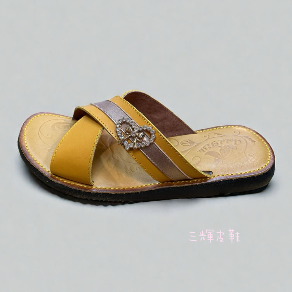 三輝皮鞋🇹🇼台灣製 真皮拖鞋 牛皮拖鞋 鞋底縫製 老師傅MIT 手工鞋 真皮涼鞋 愛心水鑽交叉涼鞋 室內拖鞋拇指外翻-規格圖11