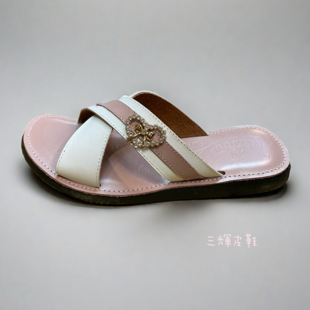 三輝皮鞋🇹🇼台灣製 真皮拖鞋 牛皮拖鞋 鞋底縫製 老師傅MIT 手工鞋 真皮涼鞋 愛心水鑽交叉涼鞋 室內拖鞋拇指外翻-規格圖11