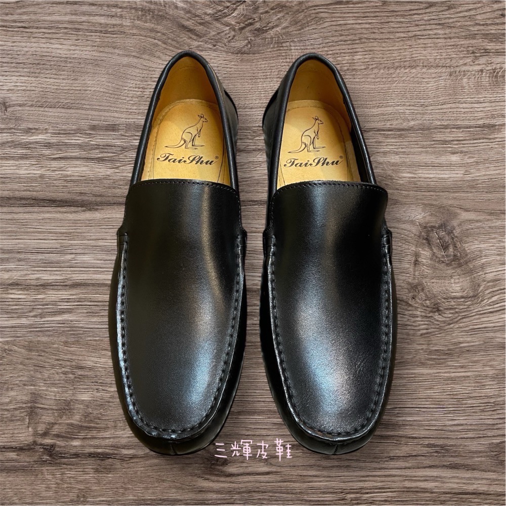 三輝皮鞋真皮樂福鞋 豆豆鞋 上班鞋 開車鞋 商務鞋 懶人鞋 一腳蹬 樂福鞋男 義式牛皮素面基本款歐風雅痞休閒鞋免綁帶皮鞋-細節圖2