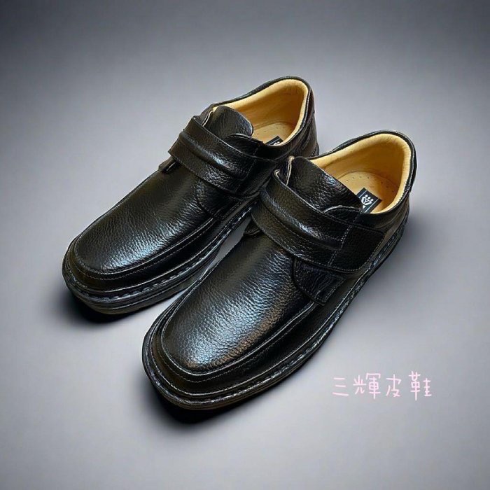 三輝皮鞋台灣製 真皮休閒鞋 牛皮休閒鞋 氣墊皮鞋 鞋底縫製固特異寬楦免綁帶氣墊休閒鞋 老師傅手工鞋 MIT 工作鞋安全鞋-細節圖2