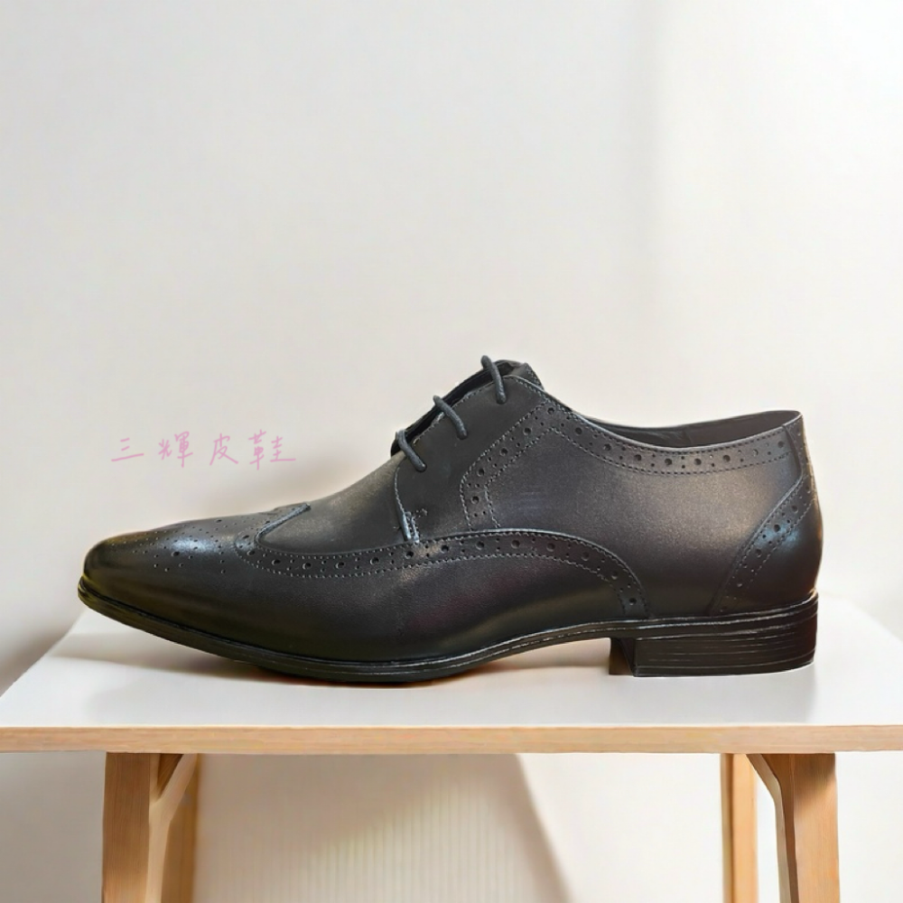三輝皮鞋全真皮 小牛皮尖頭英倫布洛克牛津雕花綁帶男皮鞋 紳士商務上班婚鞋綁帶皮鞋 39～46現貨加預購-細節圖3
