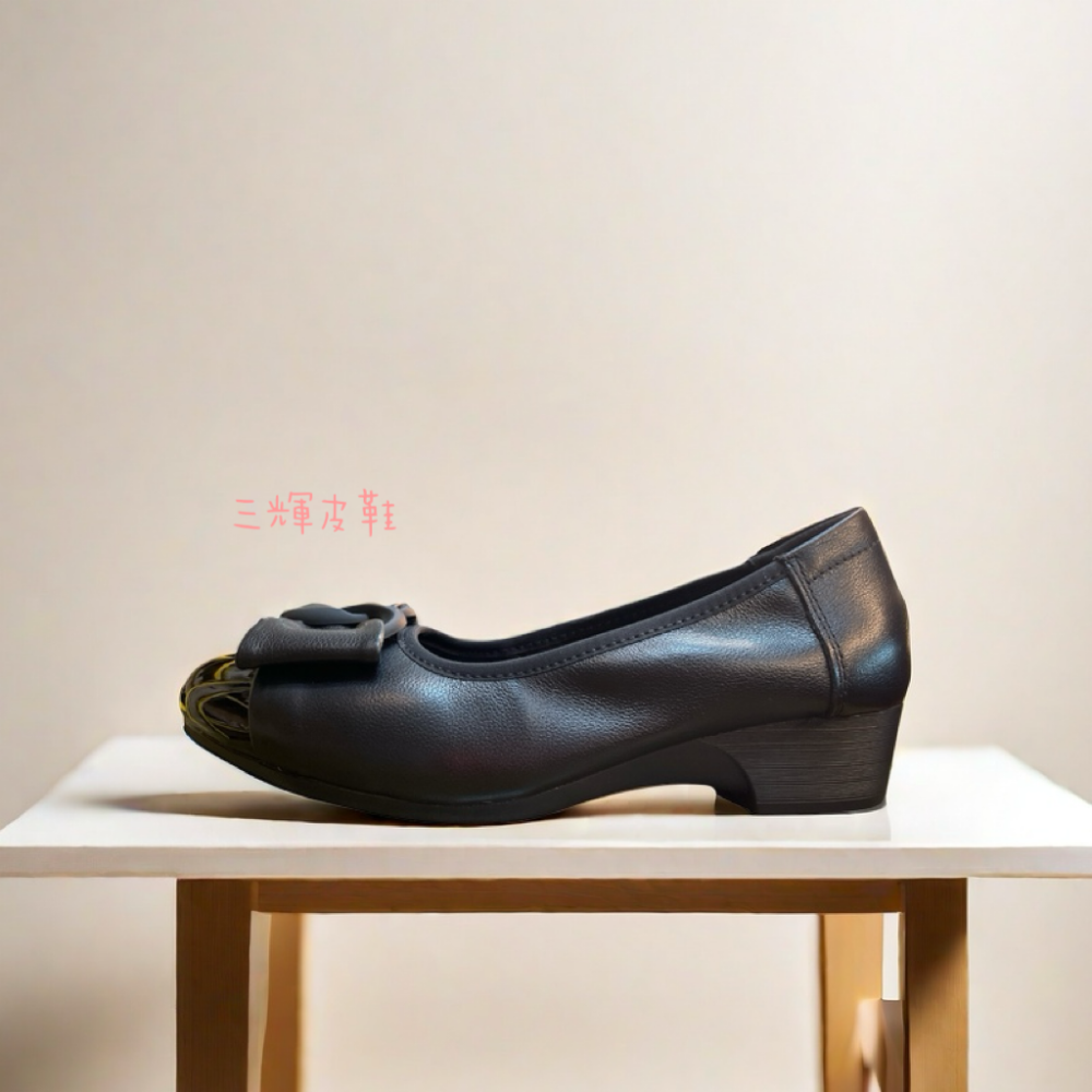 三輝皮鞋全真皮 柔軟羊皮方頭蝴蝶結漆皮拼接低跟娃娃鞋 尼龍彈性大底圓頭平底鞋輕便鞋懶人鞋一腳蹬 台灣實體店面現貨加預購-細節圖6