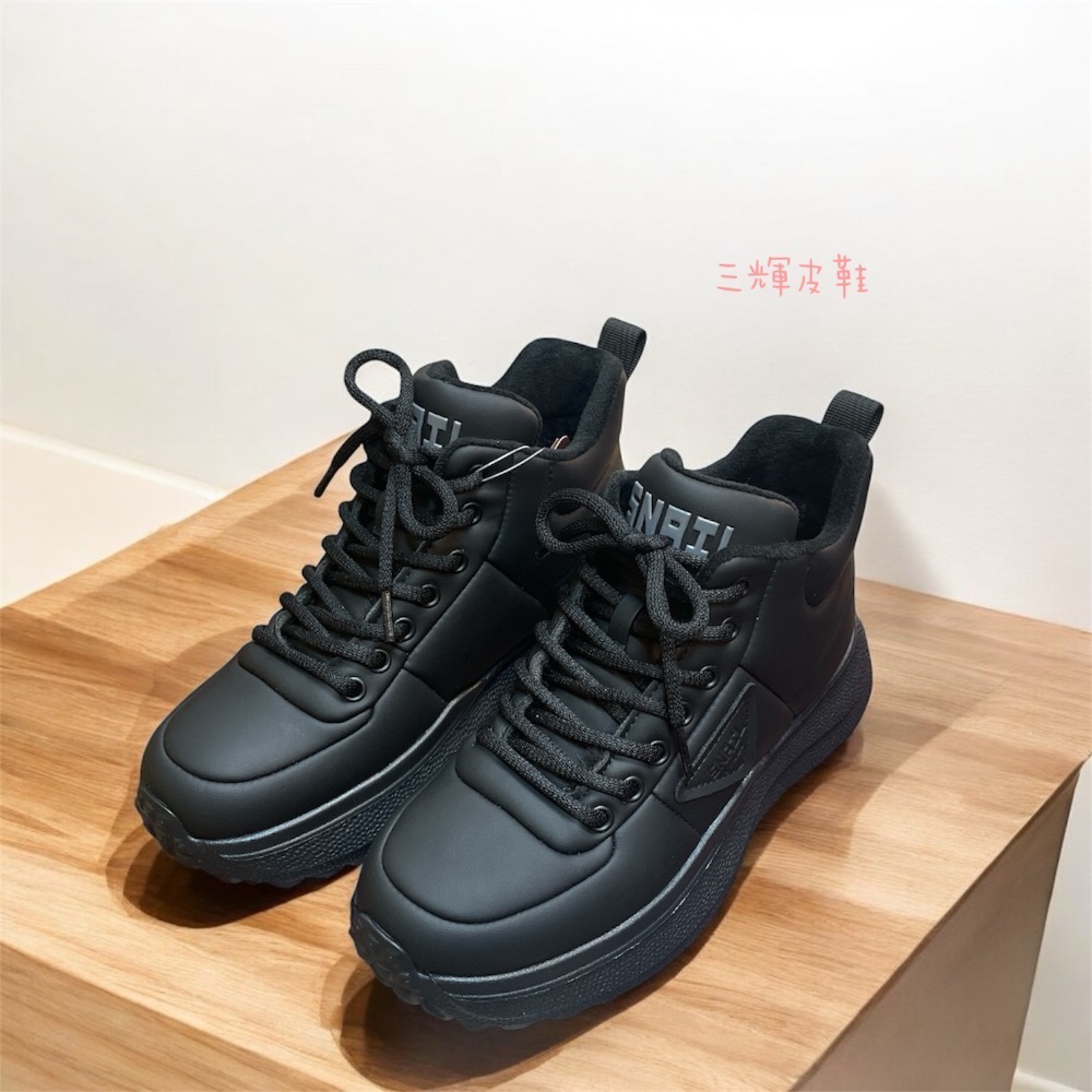 三輝皮鞋SNAIL機能雪地止滑防水 超輕量彈性皮革羔羊毛高筒運動鞋 綁帶健走鞋加大尺碼蝸牛足底筋膜炎拇指外翻現貨加預購-細節圖9