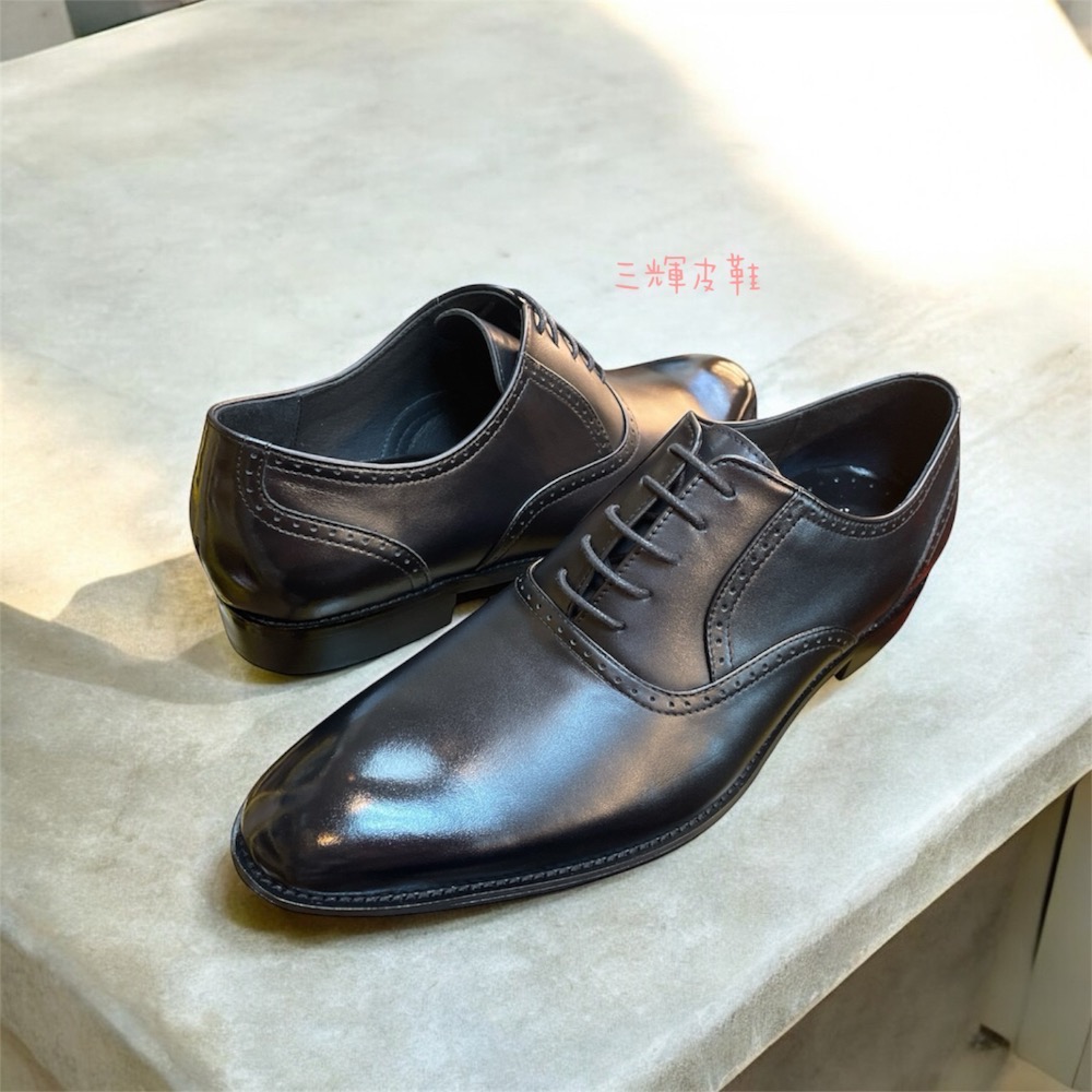 三輝皮鞋台灣製全真皮 牛皮英倫素面簡約布洛克雕花尖頭綁帶德比鞋 牛津鞋德比頭尼龍底男皮鞋 紳士鞋商務上班鞋婚鞋現貨MIT-細節圖4