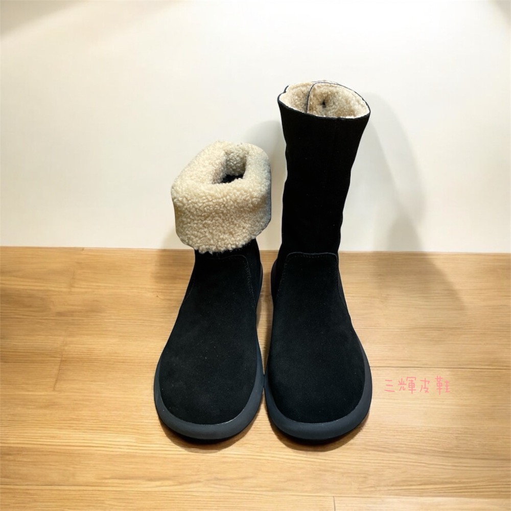 三輝皮鞋蝸牛Snail真皮雪靴 短靴 中筒靴 牛皮靴 平底靴 雪地靴 2way羊毛羊絨麂皮刷毛羊羔毛兩穿反折保暖防滑女靴-細節圖8
