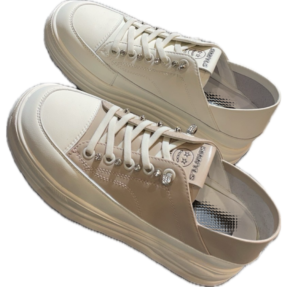 三輝皮鞋正韓製全真皮 牛皮免綁帶超輕量可後踩2way兩穿增高厚底小白鞋休閒鞋鬆糕鞋滑板鞋懶人鞋餅乾鞋半拖鞋穆勒鞋包頭拖鞋-細節圖6