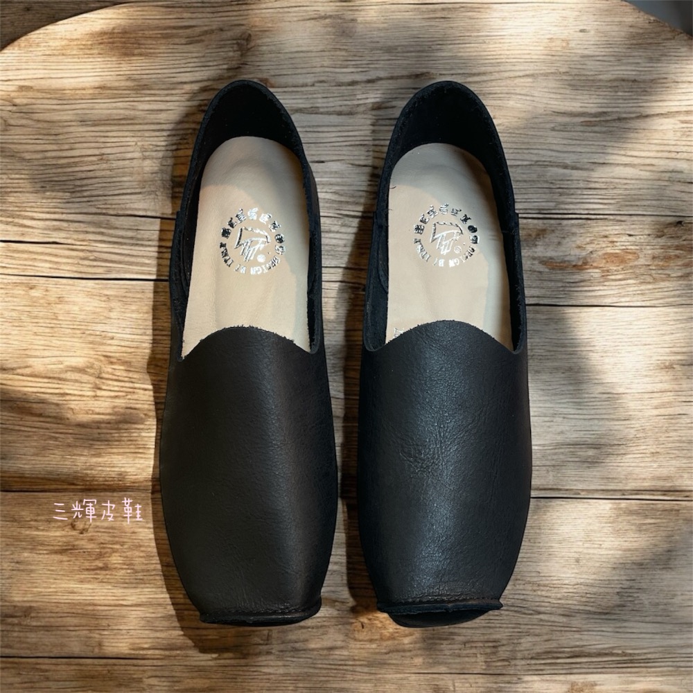 三輝皮鞋台灣製全真皮 極軟牛皮方頭森女文藝深口軟底手作平底鞋 巴恩風文青手工通勤鞋 復古植鞣染懶人鞋豆豆鞋休閒鞋奶奶鞋樂-細節圖6