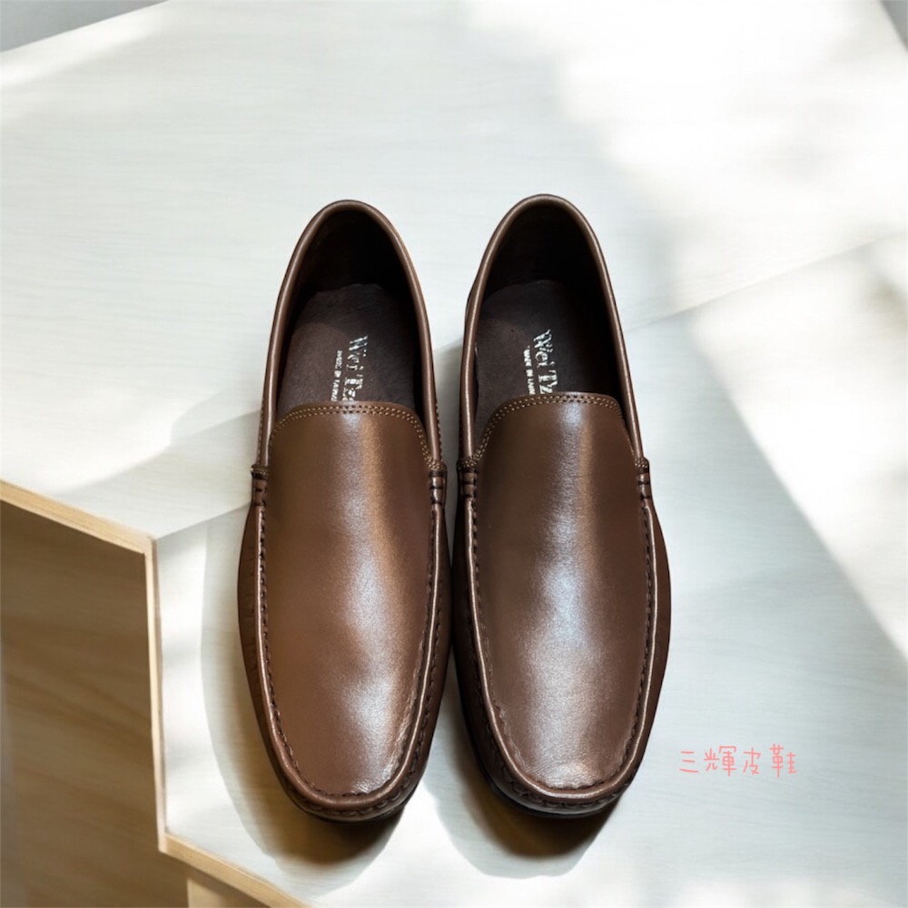 三輝皮鞋台灣製 真皮樂福鞋 真皮休閒鞋 豆豆鞋 開車鞋 懶人鞋 牛皮休閒鞋 MIT手工鞋 義大利素面軟皮軟底英倫樂福鞋男-細節圖2