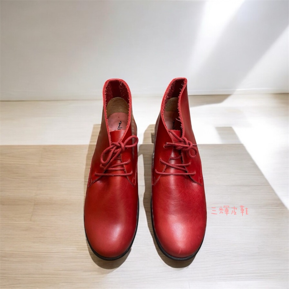 三輝皮鞋台灣製全真皮 小牛皮厚底短靴 植鞣染平底踝靴，Miss Babala三孔高幫鞋復古文青文創森林系原皮小腳34大碼-規格圖10