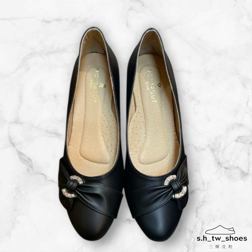 三輝皮鞋法國夢特嬌MONTAGUT台灣製 真皮高跟鞋 尖頭高跟鞋 中跟鞋 低跟鞋 婚鞋 上班鞋 職人鞋 MIT 水鑽跟鞋-細節圖3