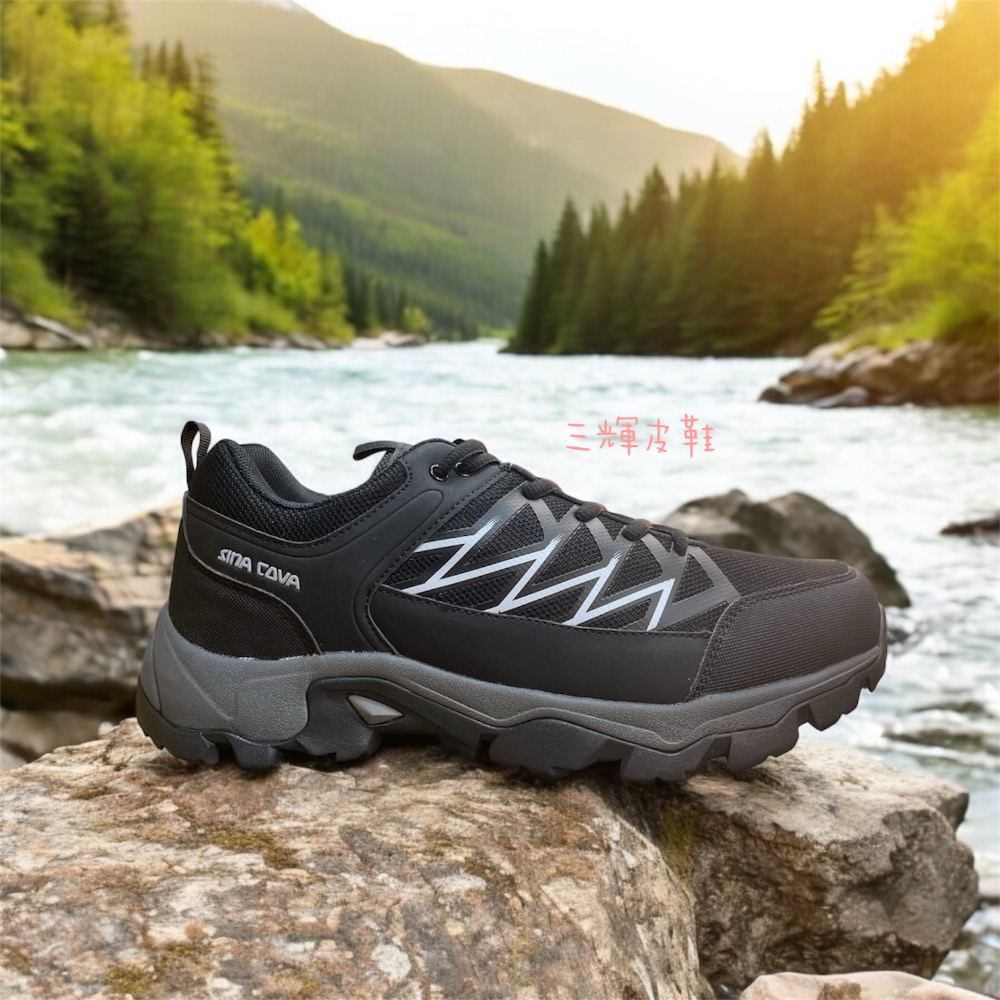 三輝皮鞋SINA COVA靜態防水低筒登山鞋 老船長防潑水超抓力越野鞋紅螞蟻網眼寬楦健走鞋/耐磨/透氣/彈力防滑台灣跑鞋-細節圖2
