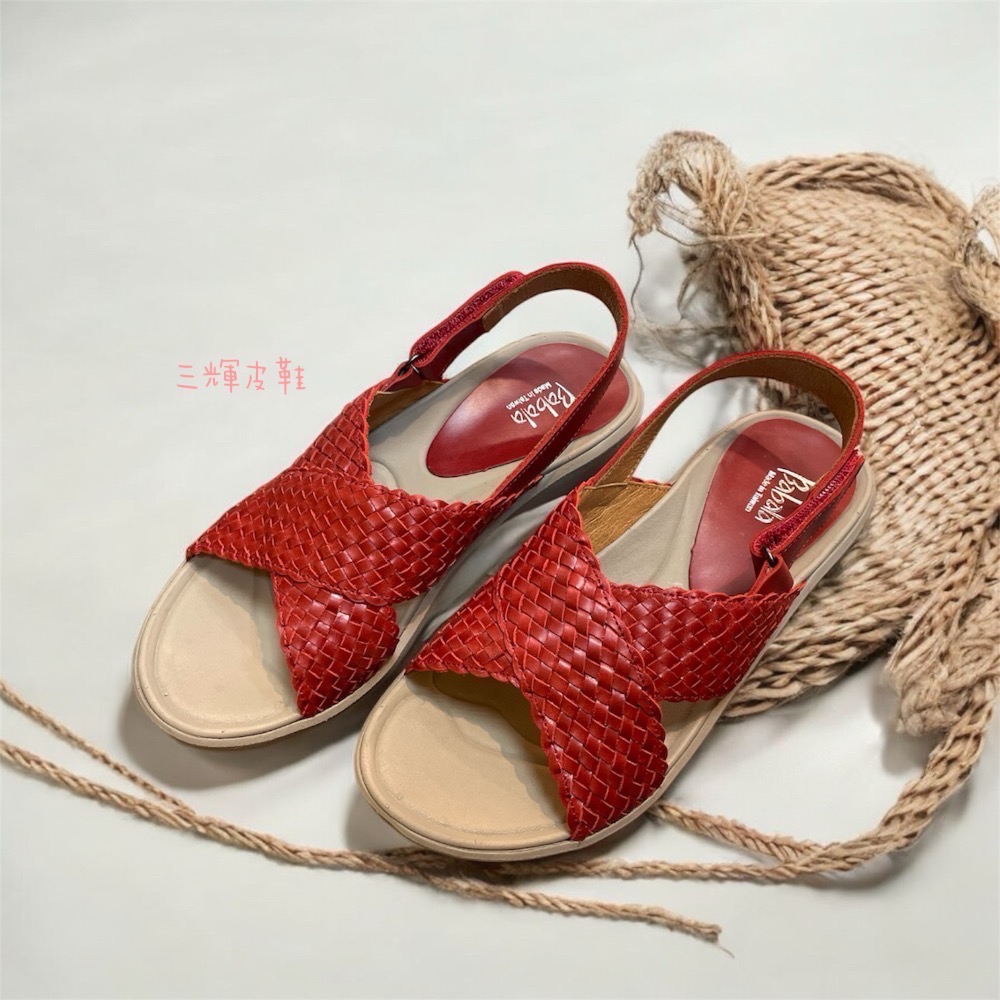 三輝皮鞋台灣製全真皮 羊皮編織足弓支撐可調整魔鬼粘超輕量交叉平底涼鞋 MIT 寬楦拇指外翻足底筋膜炎女厚底涼鞋-細節圖2