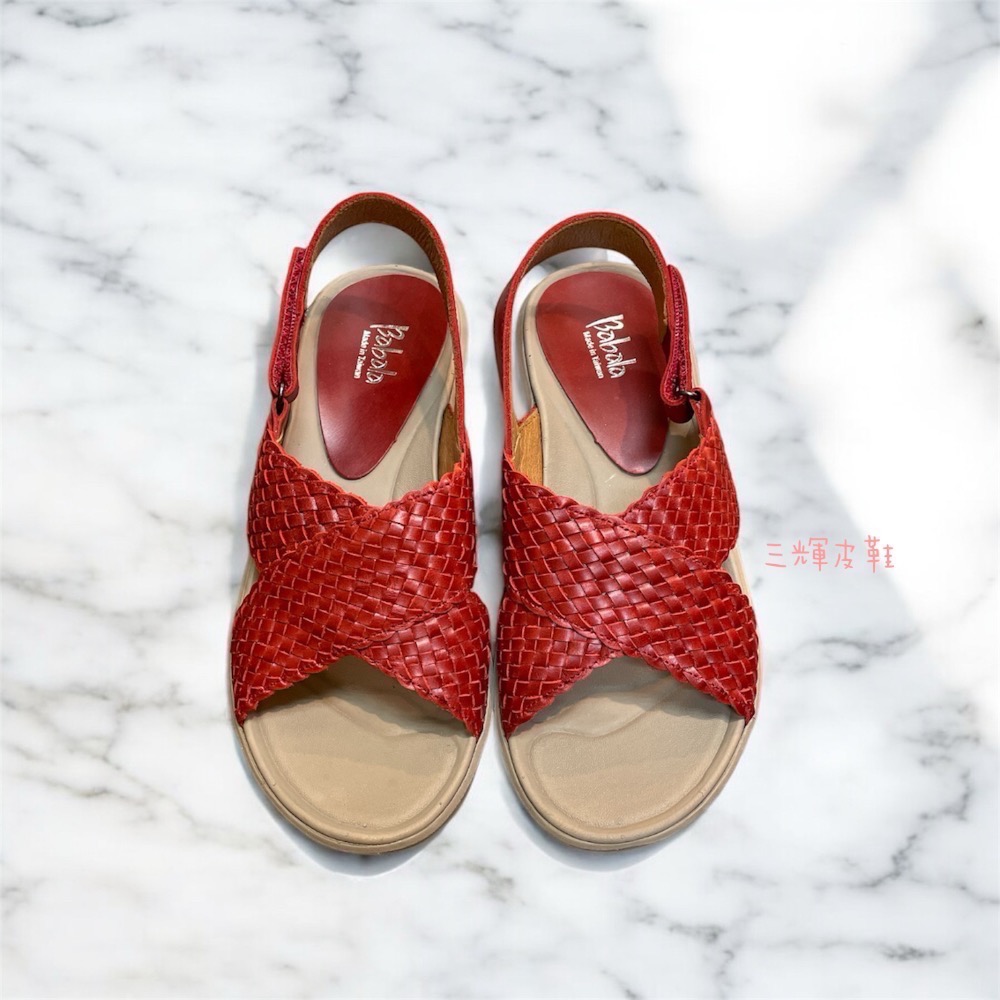 三輝皮鞋台灣製全真皮 羊皮編織足弓支撐可調整魔鬼粘超輕量交叉平底涼鞋 MIT 寬楦拇指外翻足底筋膜炎女厚底涼鞋-細節圖3